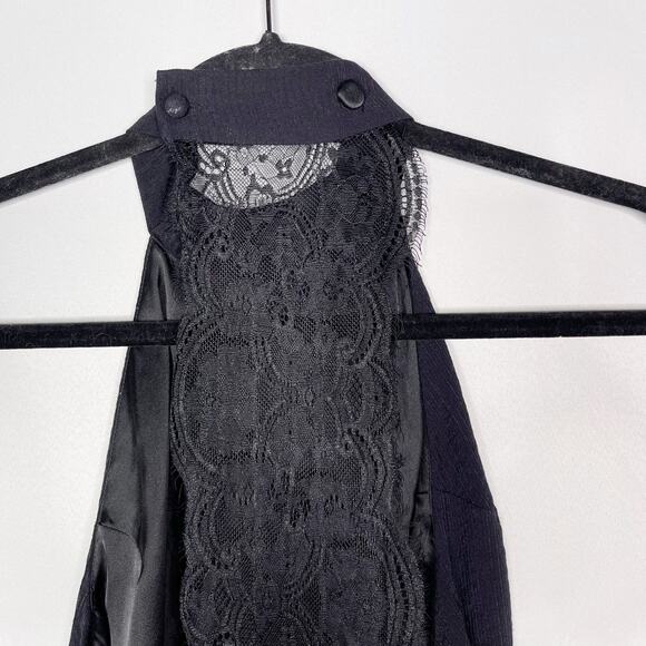 For Love and Lemons Small S Black Lace Back Halter Tank Top Sexy Open Back - Picture 5 of 10